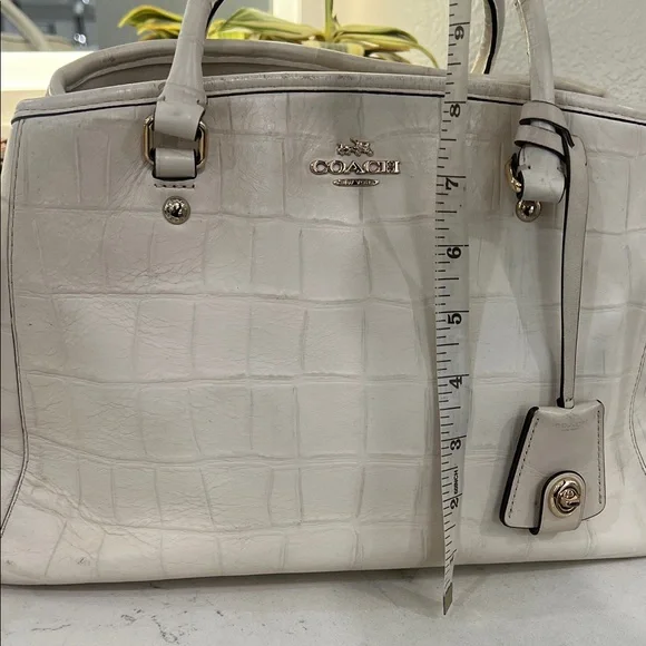 Coach Ivory Croc-Embossed Satchel - Picture 9 of 16